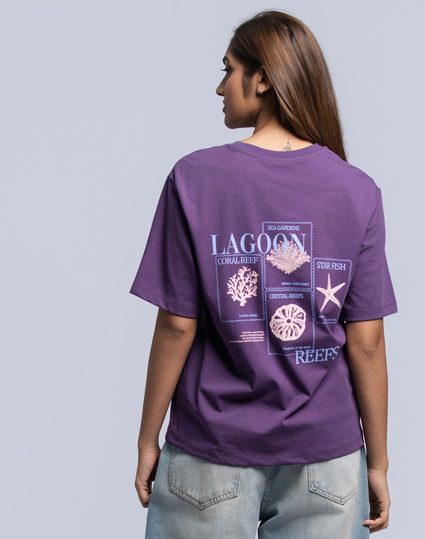 NOLIMIT Women's Regular Fit Printed T-Shirt Purple