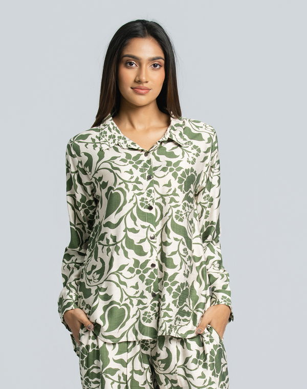 NOLIMIT Women's Shirt Collar Casual Blouse Green