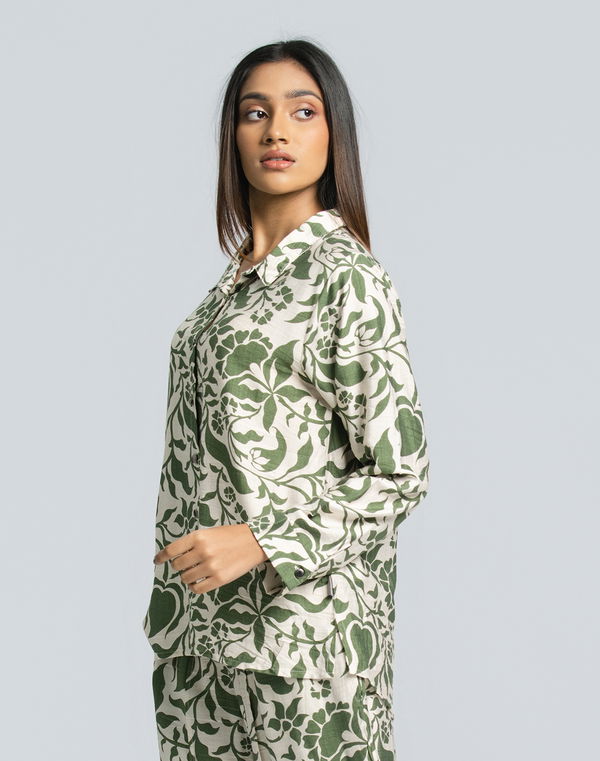 NOLIMIT Women's Shirt Collar Casual Blouse Green