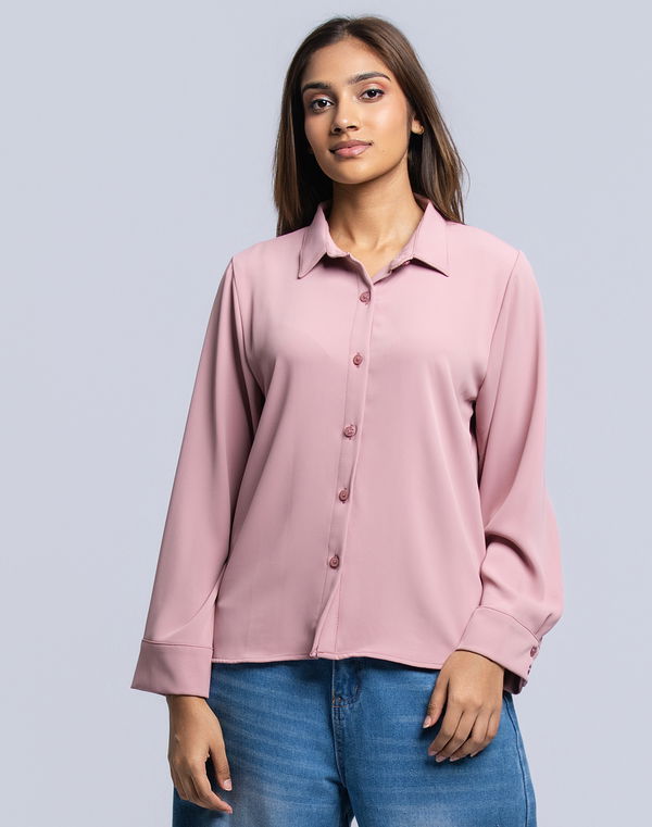NOLIMIT Women's Shirt Collar Formal Blouse Pink