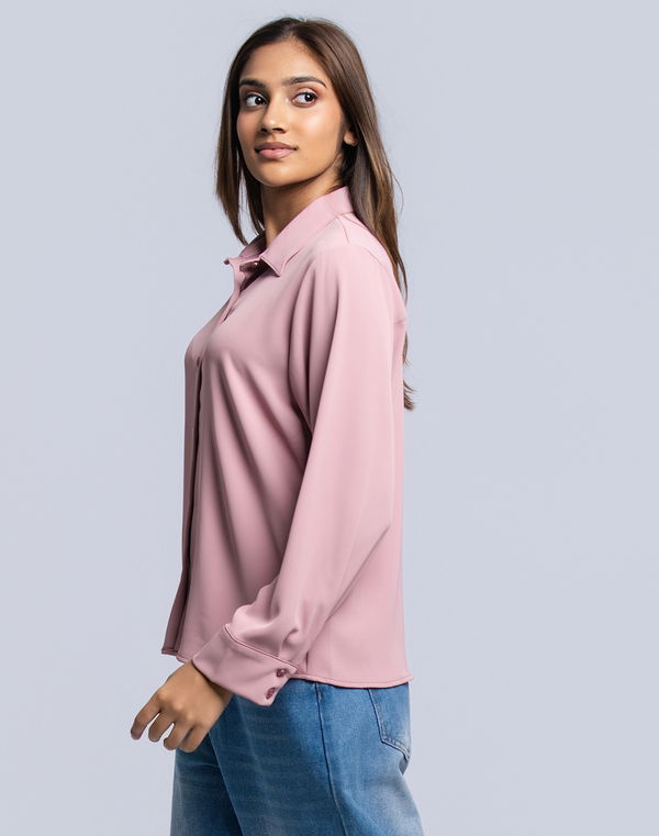 NOLIMIT Women's Shirt Collar Formal Blouse Pink