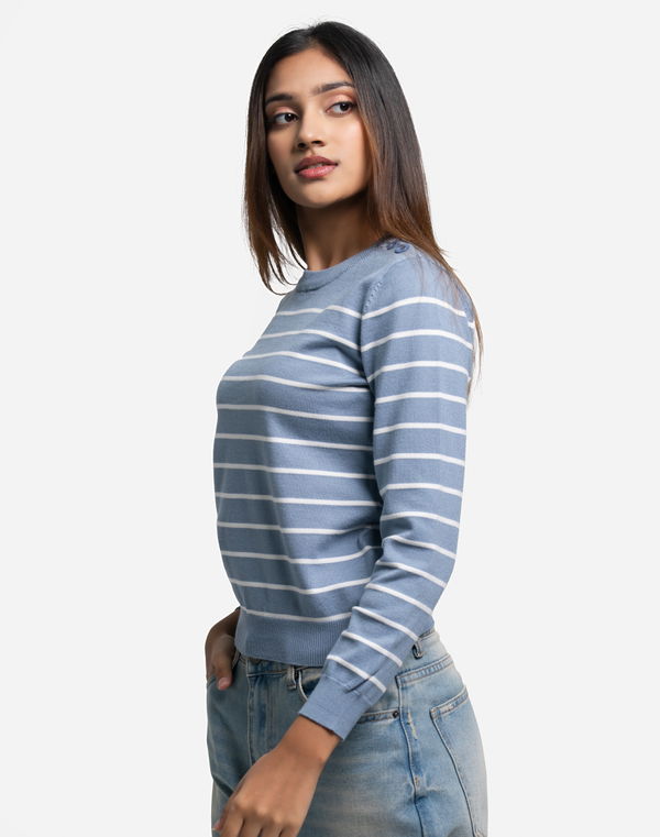 NOLIMIT Women's Stripe Sweater Blue
