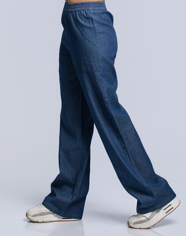 NOLIMIT Women's Wide Leg Casual Pant Dark Blue