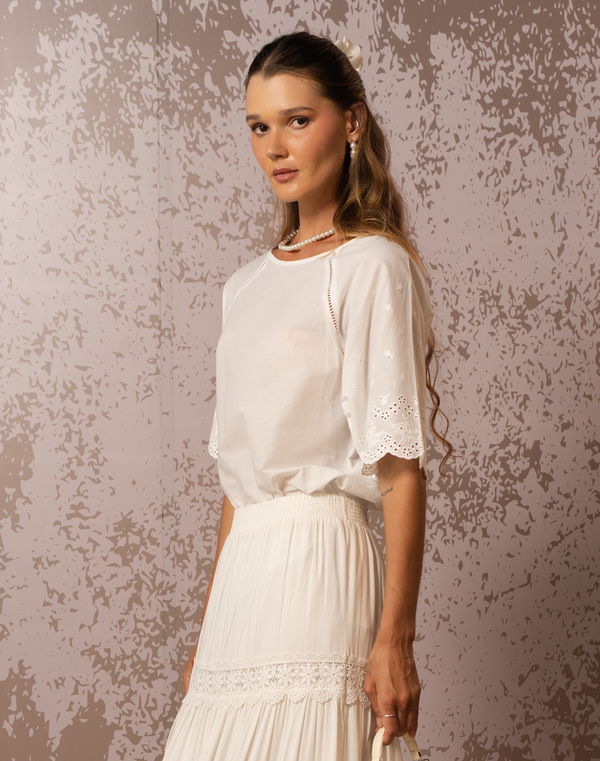 NOLIMIT Women's Elbow Sleeve  Casual Blouse White