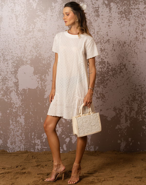 NOLIMIT Women's Knee Length Casual Dress White
