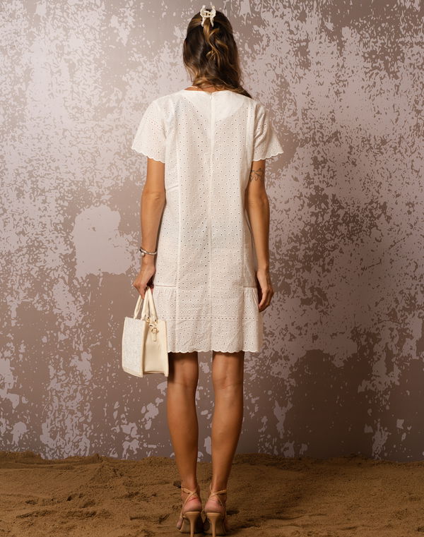 NOLIMIT Women's Knee Length Casual Dress White