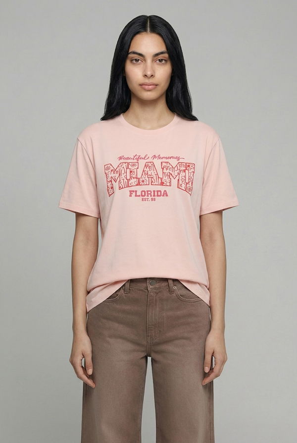NOLIMIT Women's Regular Fit T-Shirt Peach