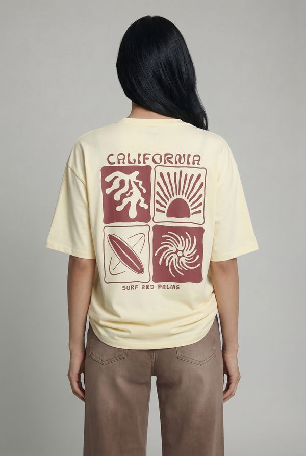 NOLIMIT Women's Screen Print Oversized T-Shirt Cream