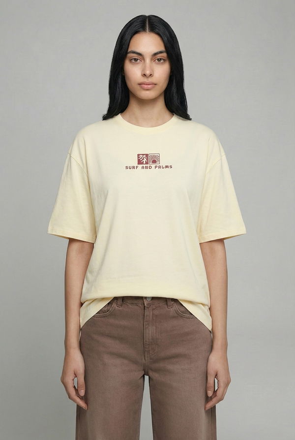 NOLIMIT Women's Screen Print Oversized T-Shirt Cream