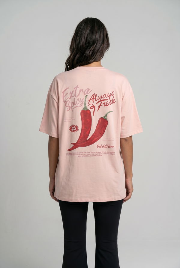 NOLIMIT Women's Screen Print Oversized T-Shirt Peach