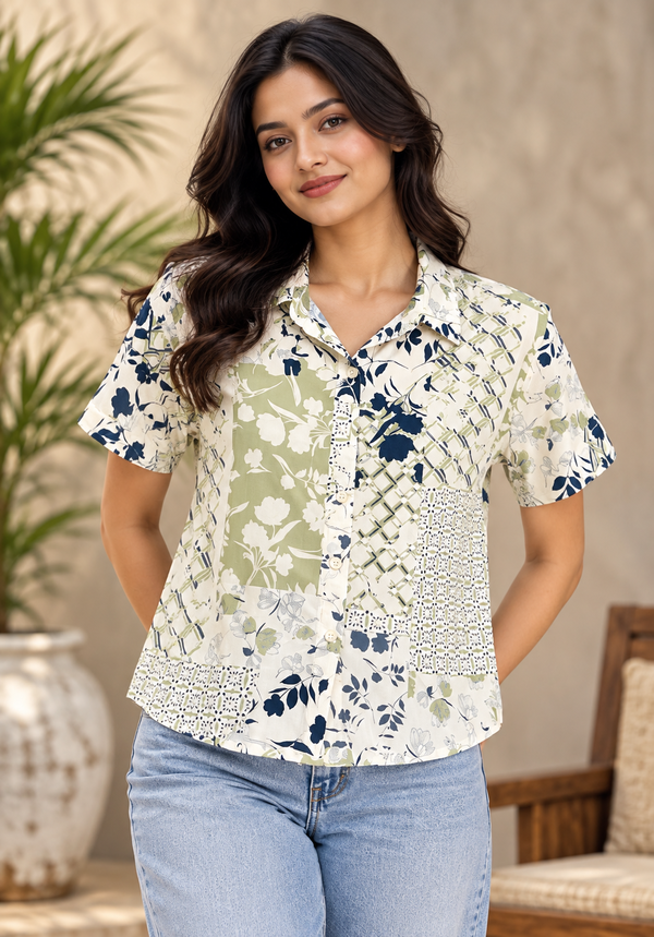 NOLIMIT Women's Shirt Collar Blouse Cream