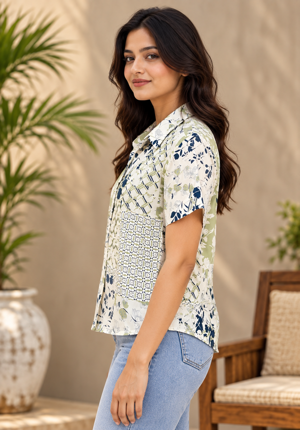 NOLIMIT Women's Shirt Collar Blouse Cream