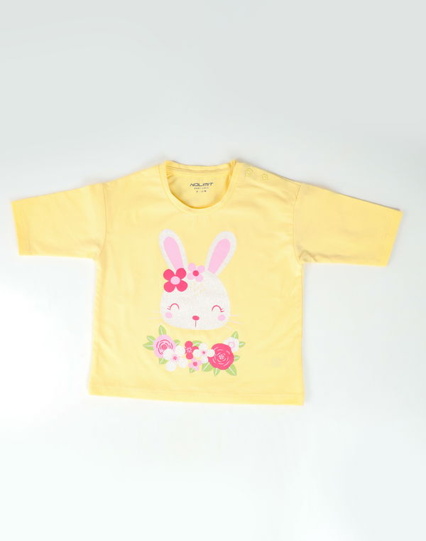 NOLIMIY BLOSSOM FAIRY GARDEN Girls Crew Neck Plain Long Sleeve T-Shirt Yellow