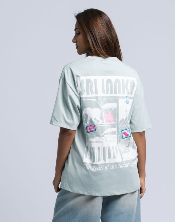 PINK ELEPHANT Women's Oversized Graphic T-Shirt Sea Green