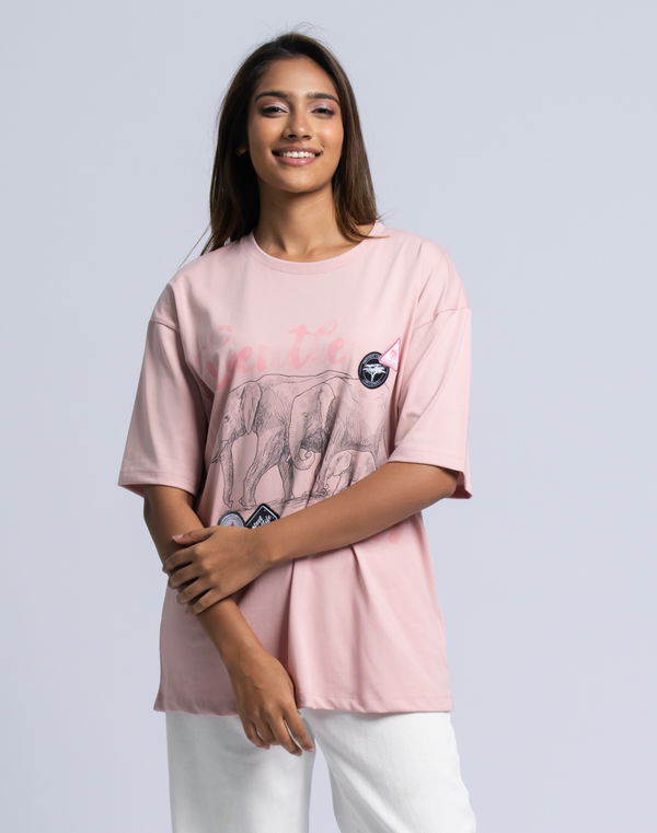 PINK ELEPHANT Women's Oversized T-Shirt Salmon Pink