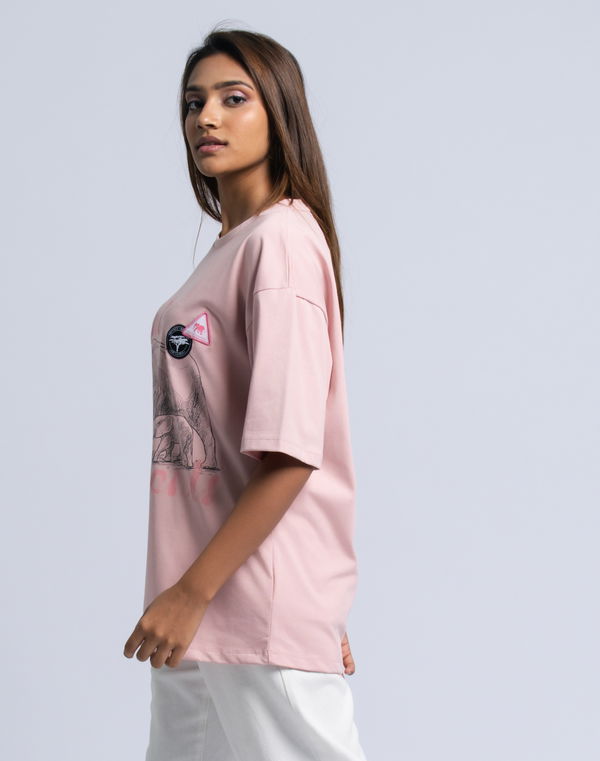 PINK ELEPHANT Women's Oversized T-Shirt Salmon Pink