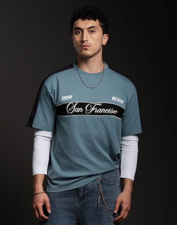 REVIVE Men's Oversized T-Shirt Blue