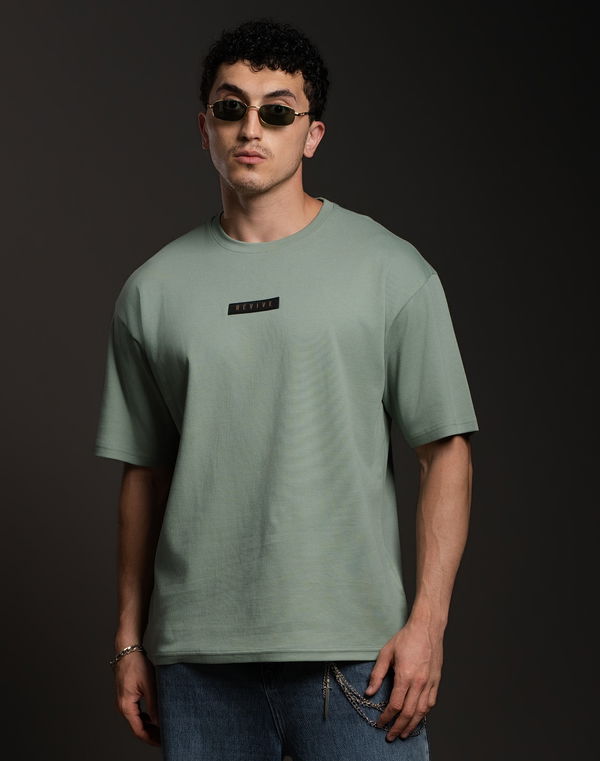 REVIVE Men's Oversized T-Shirt Light Green