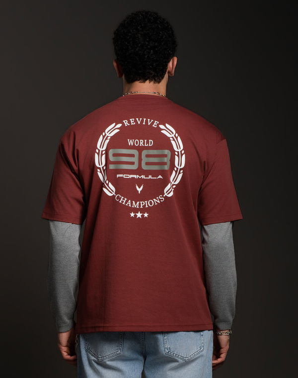 REVIVE Men's Oversized T-Shirt Maroon