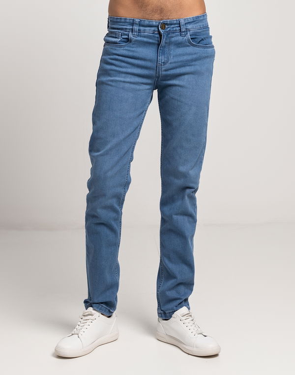 TOM DAVID Men's Slim Fit Standard Waist Jeans Light Blue