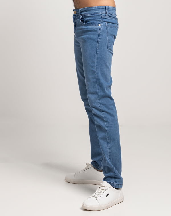 TOM DAVID Men's Slim Fit Standard Waist Jeans Light Blue