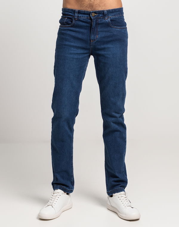 TOM DAVID Men's Slim Fit Standard Waist Jeans Mid Blue