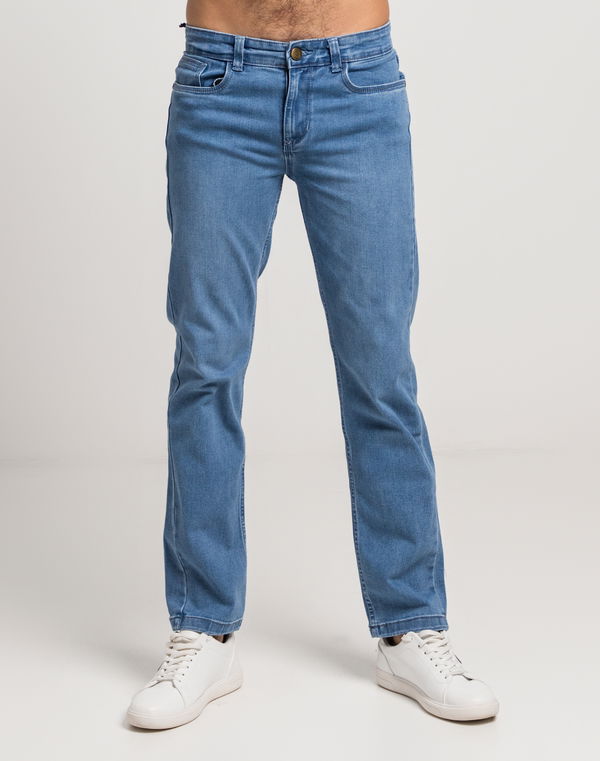 TOM DAVID Men's Straight Fit Standard Waist Jeans Light Blue