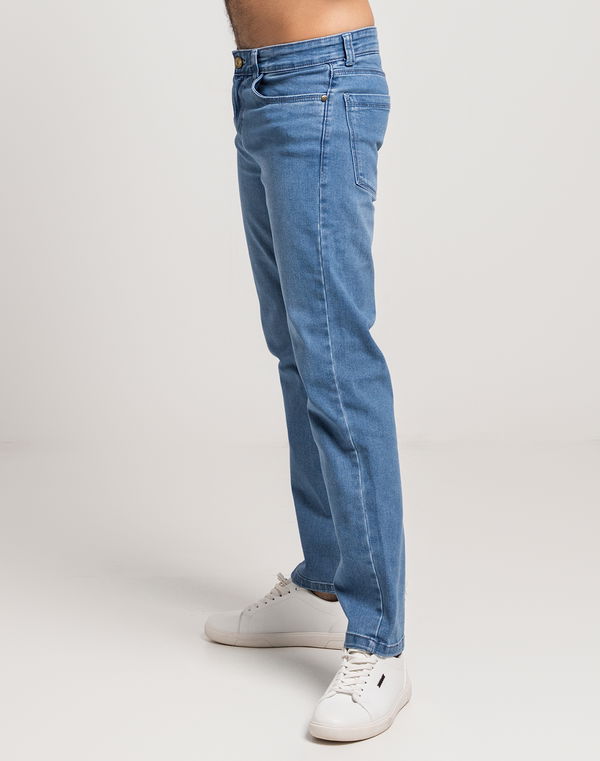 TOM DAVID Men's Straight Fit Standard Waist Jeans Light Blue