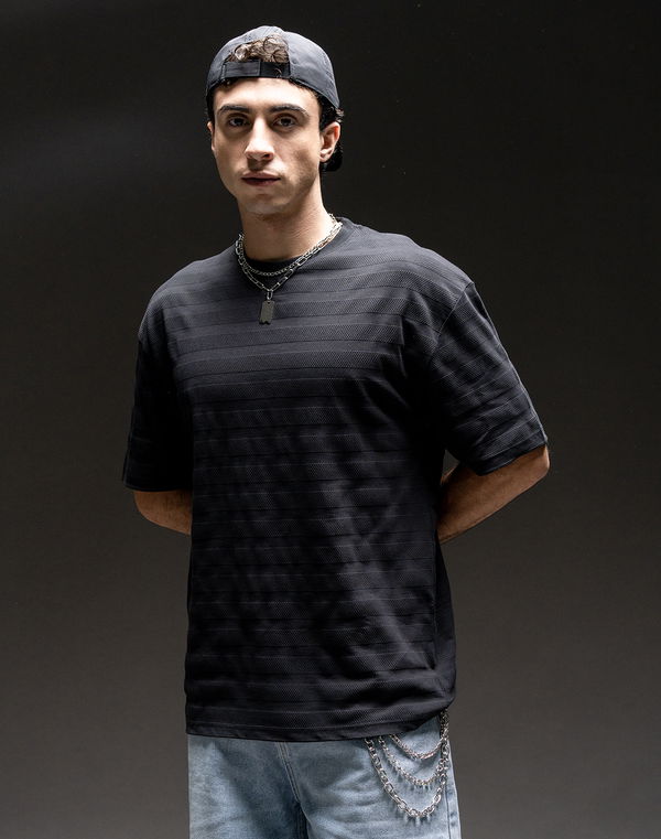 TOM DAVID Men's Oversized Cotton T-Shirt Black