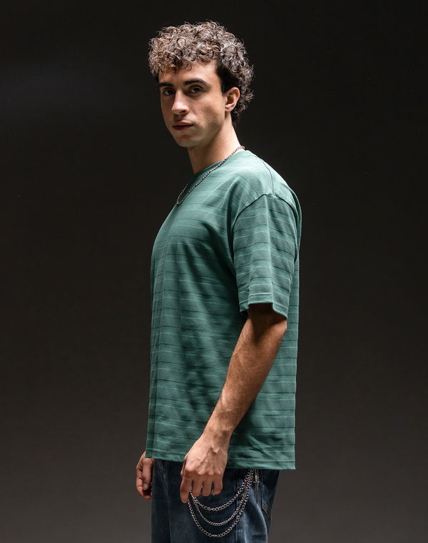 TOM DAVID Men's Oversized Cotton T-Shirt Green