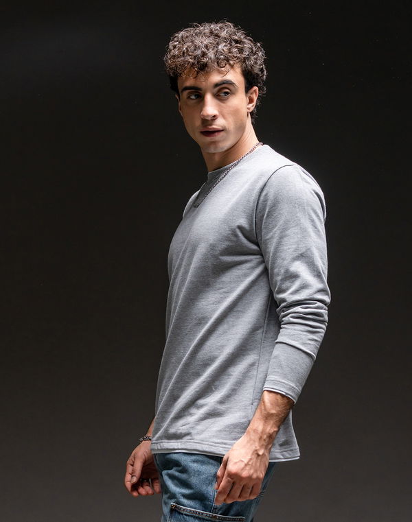 TOM DAVID Men's Oversized Cotton T-Shirt Grey