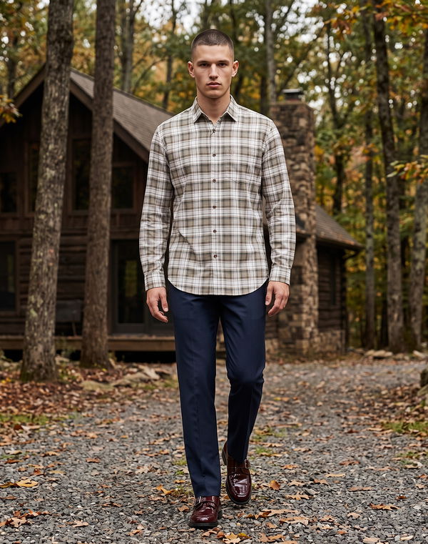 TOM DAVID Men's Regular Fit Casual Shirt Khaki