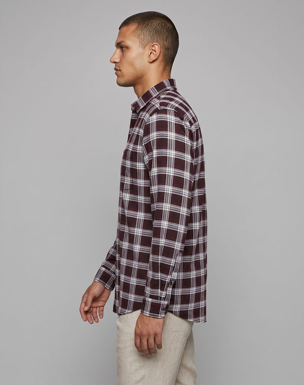 TOM DAVID Men's Regular Fit Casual Shirt Maroon