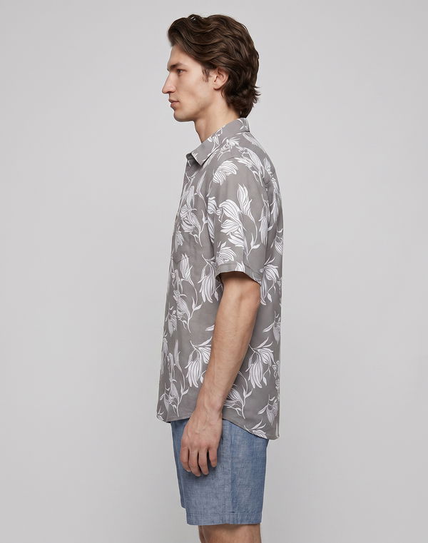 TOM DAVID Men's Slim Fit Casual Printed Cotton Shirt Gray