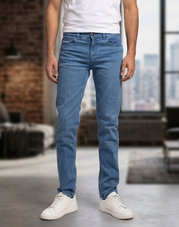 TOM DAVID Men's Slim Fit Standard Waist Jeans Light Blue