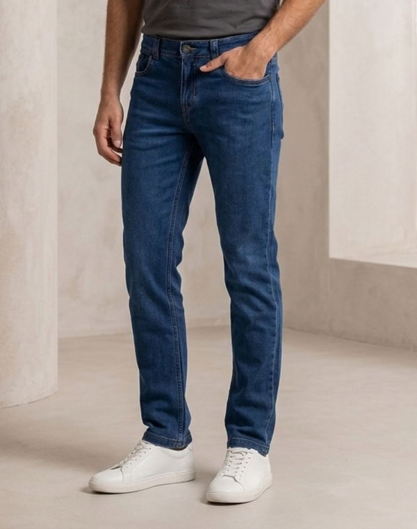 TOM DAVID Men's Slim Fit Standard Waist Jeans Mid Blue