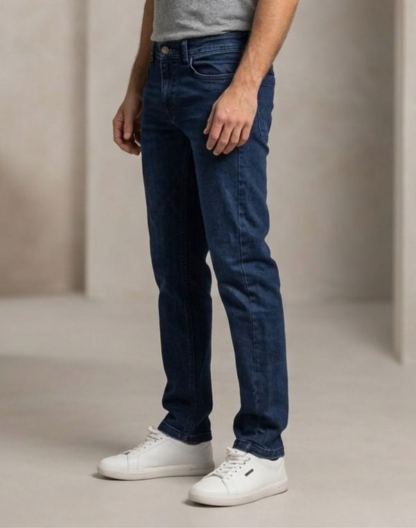 TOM DAVID Men's Straight Fit Standard Waist Jeans Dark Blue
