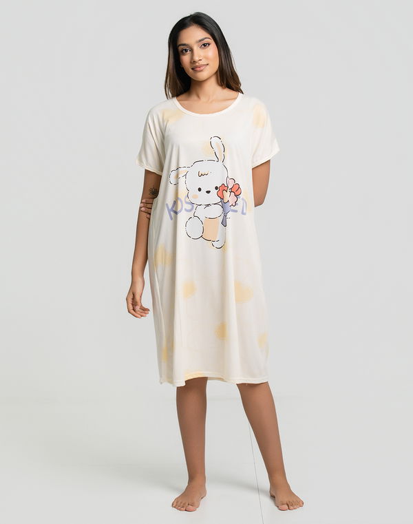 Women's Crew Neck Short Sleeve Night Shirt