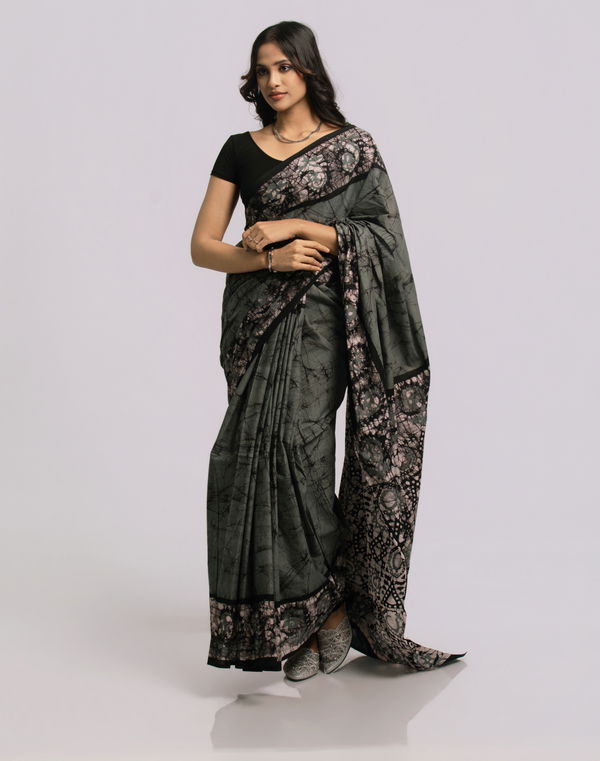Women's Batik Cotton Saree Assorted