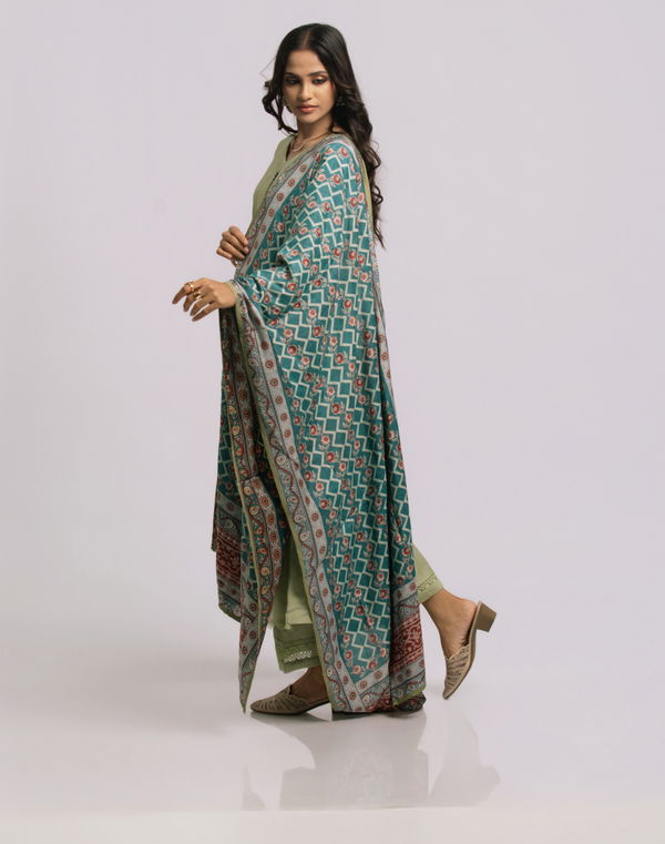 Women's Frock Style Crew Neck Shalwar Green