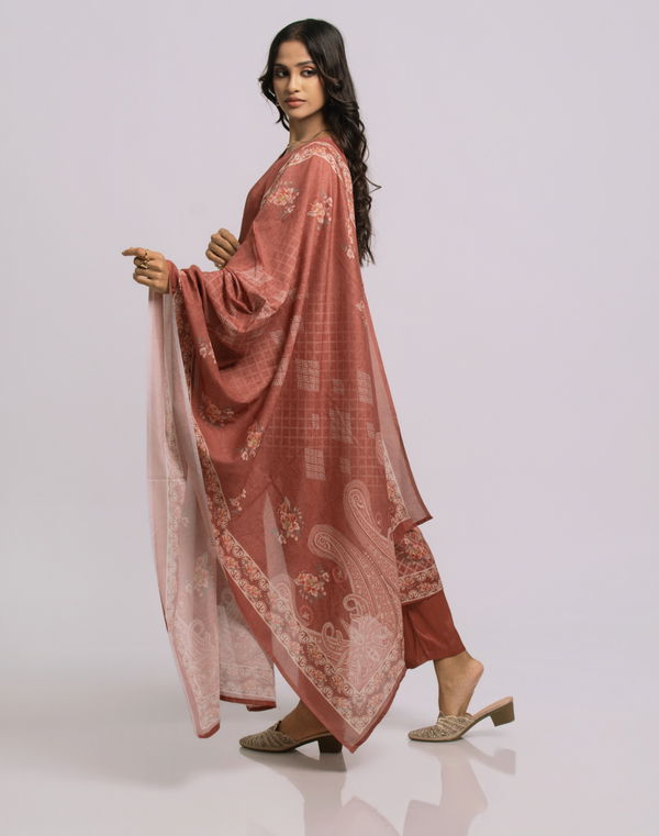 Women's Frock Style Printed Shalwar Pink