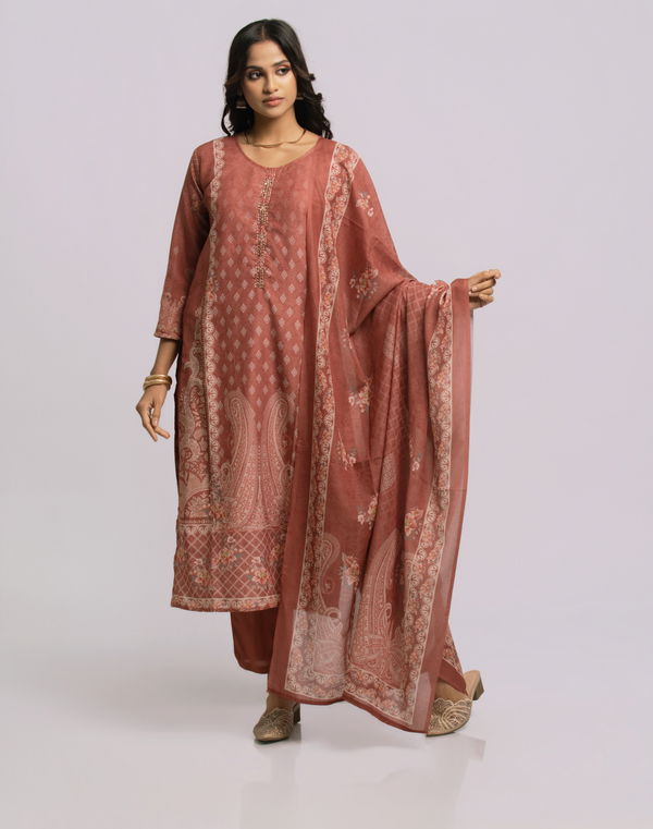 Women's Frock Style Printed Shalwar Pink