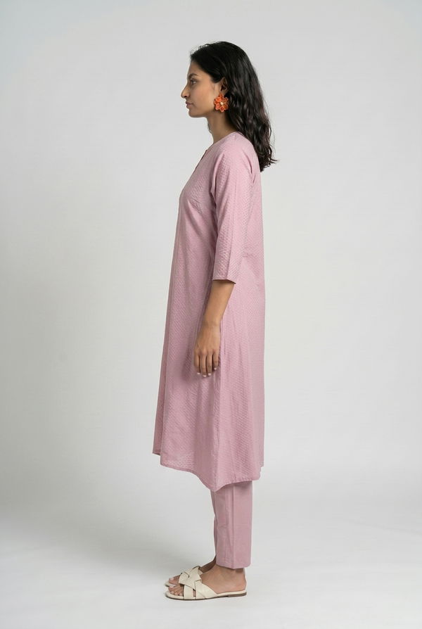 Women's Frock Style V Neck Printed Shalwar Purple