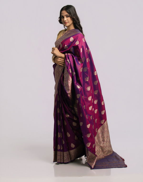 Women's Pattu Saree Purple & Gold