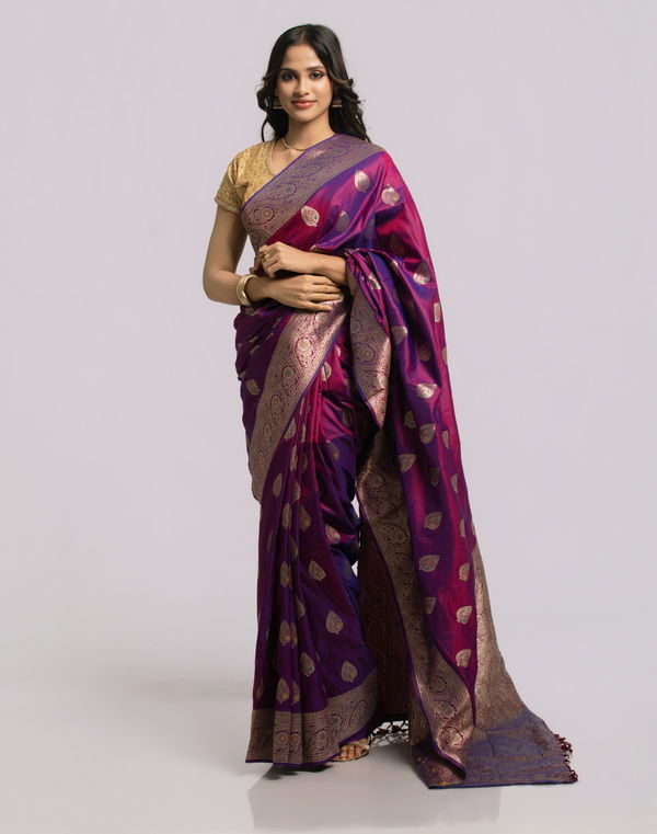 Women's Pattu Saree Purple & Gold