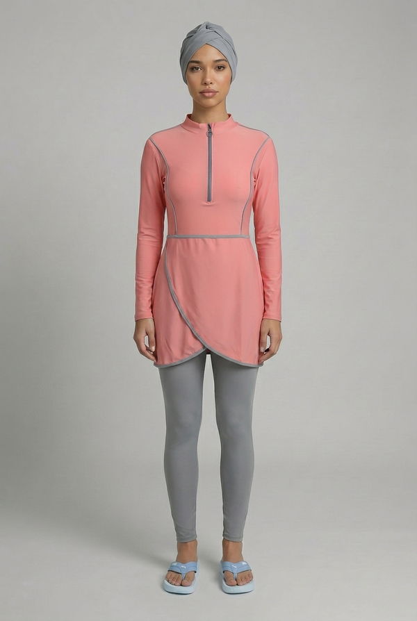 Women's Printed 3 Pcs Burkini Coral Pink