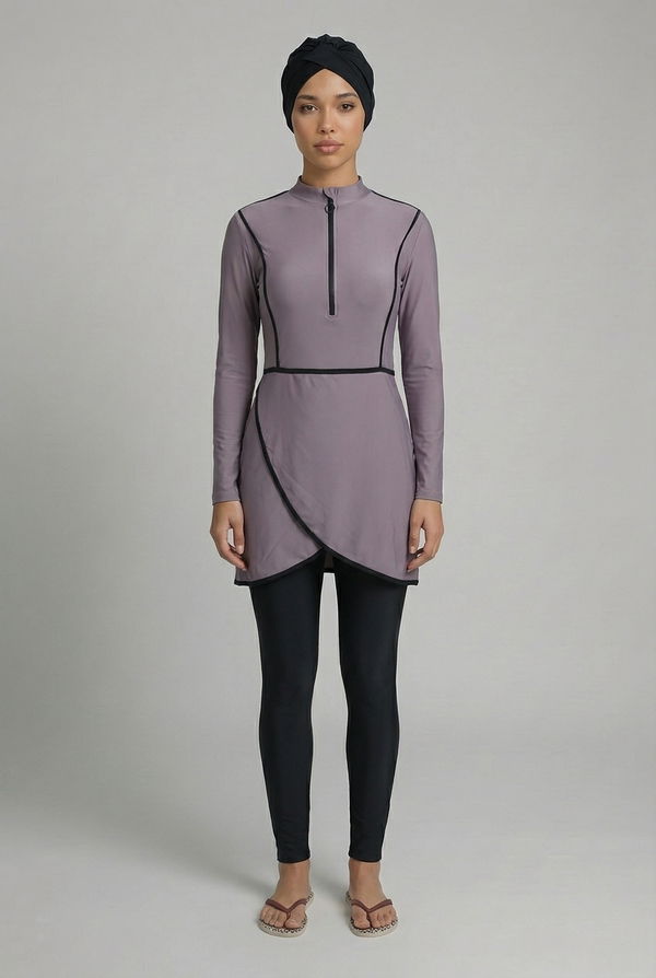 Women's Printed 3 Pcs Burkini Mauve