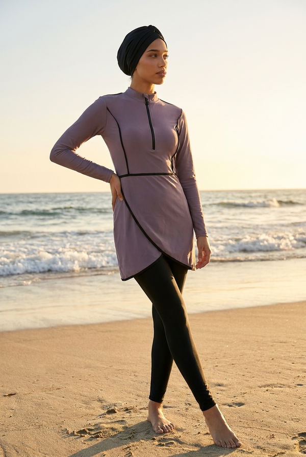 Women's Printed 3 Pcs Burkini Mauve