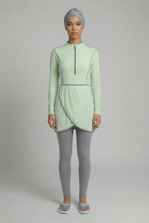 Women's Printed 3 Pcs Burkini Mint Green