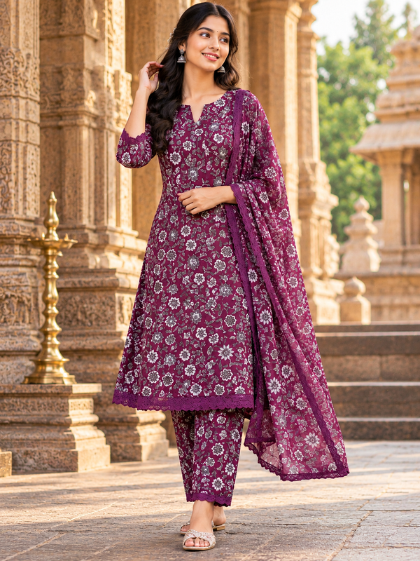 Women's V Neck Printed Shalwar